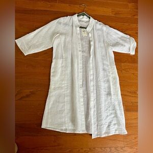 NEW J. Jill Long Line White Linen Duster Cardigan Size XSP